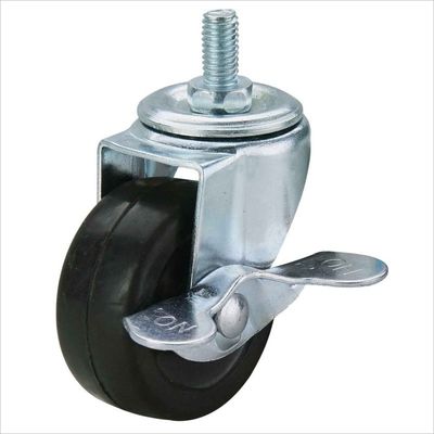 stem swivel rubbere casters with brakes for hardwood floor 2 in