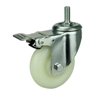 3 inch threaded stem casters with brakes nylon caster wheel locking wheels