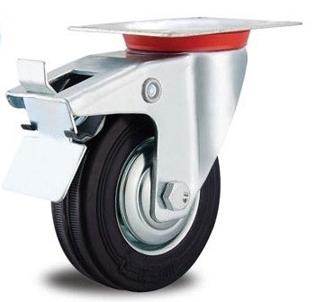 3 inch locking wheels rubber casters with brake total lock caster 75mm