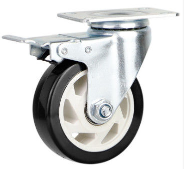 5 Inch Locking Caster Wheels Polyurethane Wheels Zinc Plated