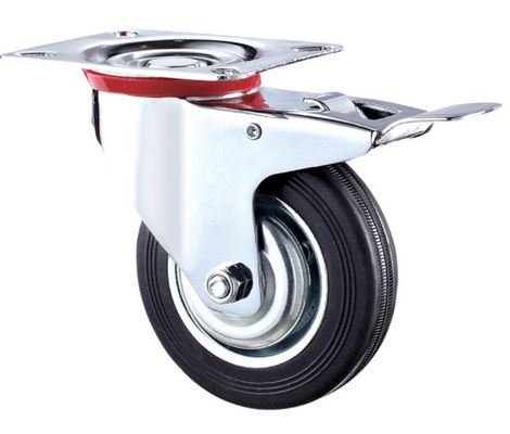10 Inch Rubber Castor Wheel With Lock Lockable Castors Locking Castor Wheels 250kgs