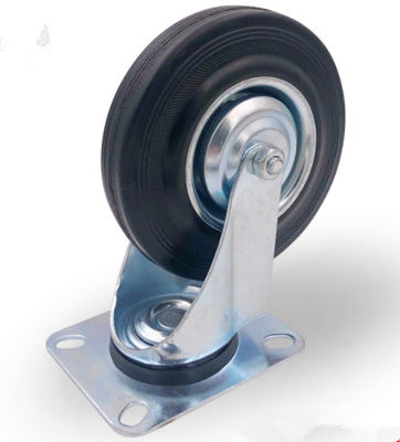 industrial trolley wheel rubber caster swivel top plate 5 inch