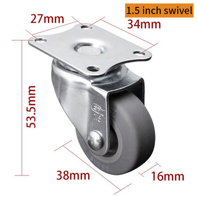 良い値段 EDL ミニ デューティ 1.5インチ 30kg プレート TPE キャスター 頑丈 旋回 断片型 2015P-52 オンライン