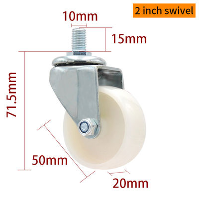 Harga yang bagus EDL 2 Inch Caster Wheels Putih 50mm Swivel Castor Wheels Lapisan Seng on line