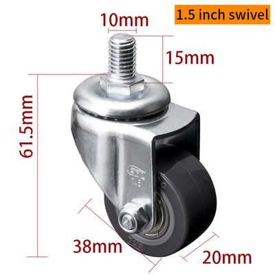 Bon prix EDL Mini roues à rouleaux de 1,5 pouce 40 kg TPU fileté par type pivotant et frein en ligne