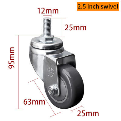 Harga yang bagus EDL Light Duty Zinc Coating 2.5inch 80kg Threaded TPU Caster dengan tipe Swivel dan Brake on line
