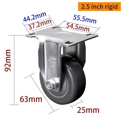 Buen precio ISO9001 Carreras ligeras de 63 mm 2.5 pulgadas Rueda de carril Revestimiento de zinc rígido en línea