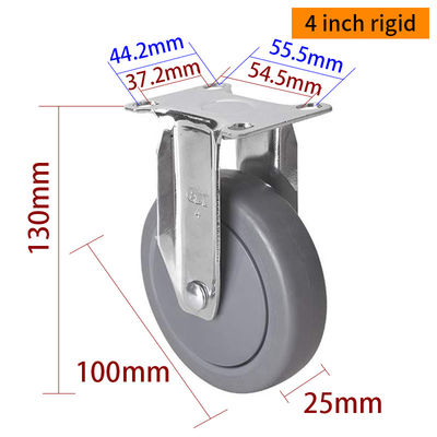 Lớp phủ Chrome 4 Inch Industrial Casters Wheels 100mm 3724P-57