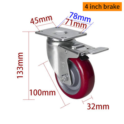 Giá tốt. EDL Trung hạn 4inch 150kg Plate TPU Caster theo kiểu cứng, xoay và phanh trực tuyến
