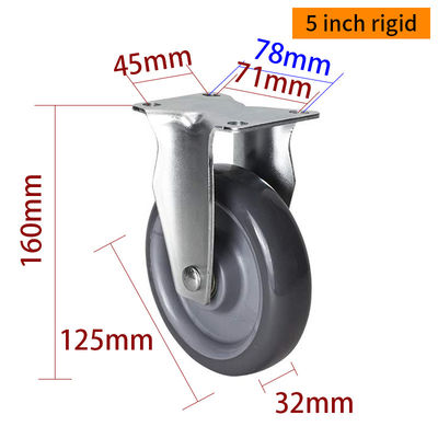Giá tốt. EDL Trung hạn 5inch 150kg Plate TPU Caster theo kiểu cứng, xoay và phanh trực tuyến