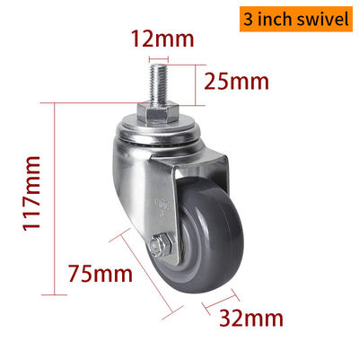Giá tốt. 150kg Load Threaded Industrial Castor Wheel 3 inch 75mm 503S-76 trực tuyến