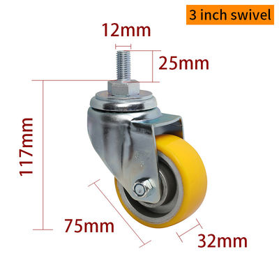 Giá tốt. EDL Trung hạn 3inch 150kg vàng TPU Threaded Caster bằng quay và phanh loại 503S-86A trực tuyến