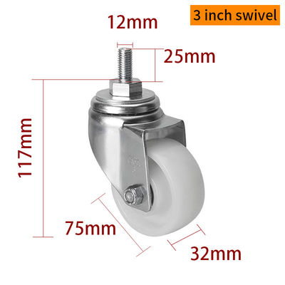 Giá tốt. EDL trung bình nhiệm vụ 3inch 150kg Threaded TPA Caster theo loại quay và phanh trực tuyến