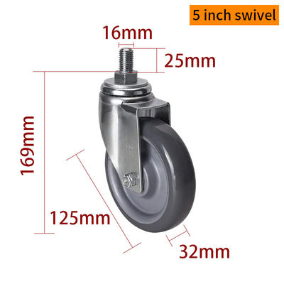 Giá tốt. EDL Trung hạn 5inch 150kg Threaded TPU Caster bằng quay và phanh loại 505S-76 trực tuyến