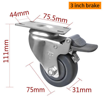 Giá tốt. EDL Trung bình Cải bọc kẽm 3inch 110kg tấm TPE Caster bằng cứng, xoay và phanh loại 5713P-57 trực tuyến