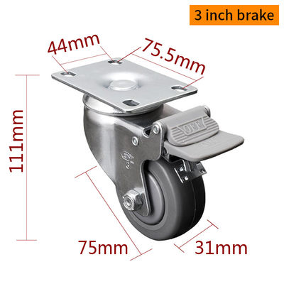 Giá tốt. EDL Trung bình Cải bọc kẽm 3inch 130kg tấm TPU Caster bằng cứng, xoay và phanh loại 5713P-77 trực tuyến