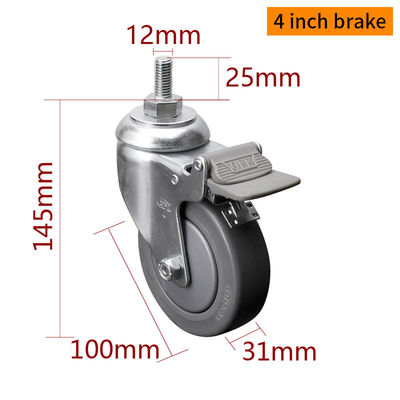Good price Medium Duty Zinc Coating Industrial Caster Wheels 4 Inch 110kg Threaded TPE Caster online