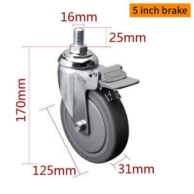Harga yang bagus Zinc Coating Medium Duty Caster Wheels 5 Inch Swivel Caster dengan rem on line