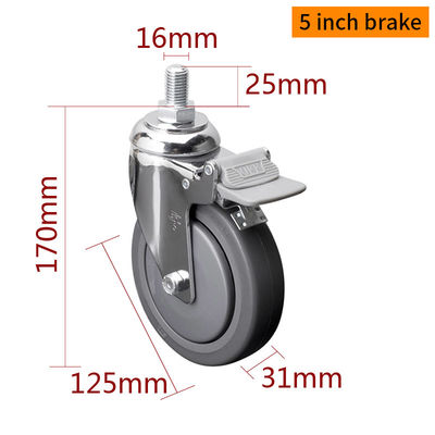 Giá tốt. 5 inch 125mm Industrial Wheels And Castors 130kg Load 5725S-77 trực tuyến
