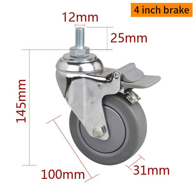 Harga yang bagus Casters logam industri abu-abu 100mm 4 Rotating Caster Wheels 5724S-57 on line