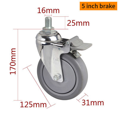 Giá tốt. 110kg Load Industrial Caster Wheels 125mm 5 Inch Threaded Caster Wheels trực tuyến