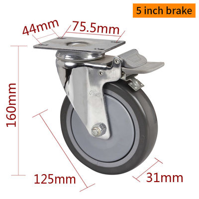 Công nghiệp quay đĩa bánh xe 5 inch bánh xe Castor 125mm
