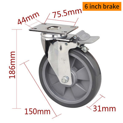 Buon prezzo EDL Industrial Plate Swivel Casters 150 mm 6 pollici 130 kg carico rivestimento in cromo in linea