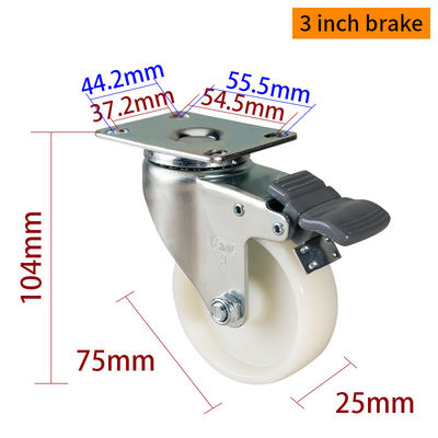İyi bir fiyat. Beyaz 75 mm Trolley Tekerlekleri Hafif Görevli 3 Inch Plate Casters 363P-23 çevrimiçi