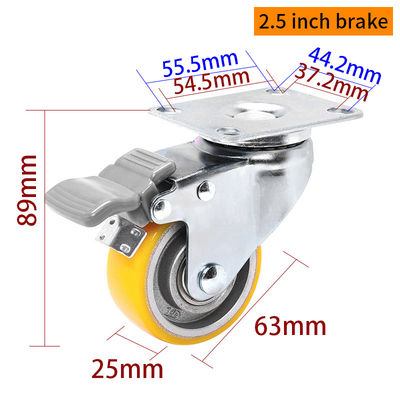 Buon prezzo EDL Light Duty 2.5inch 80kg Caster in piastra di alluminio per tipo rigido, girevole e freno in linea