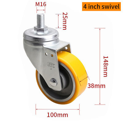 Καλή τιμή EDL Μεσαίου Βαθμού Αλουμινίου Caster 4inch 300kg Τριχόπλευρο με στροφή και φρένο τύπου 664S-86A σε απευθείας σύνδεση