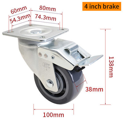 Buon prezzo EDL Medium Duty 4inch Caster TPU Plate per tipo rigido, girevole e freno 250kg in linea