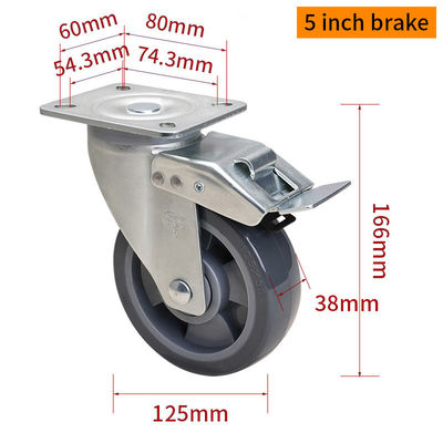 Buon prezzo EDL Medium Duty 5inch Caster TPU Plate per tipo rigido, girevole e freno 250kg in linea
