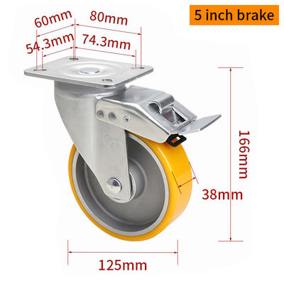 Bom preço EDL Medium Duty 5 polegadas de alumínio placa de rolamento por rígido, giratório e tipo de freio 300kg 665P-86A on-line