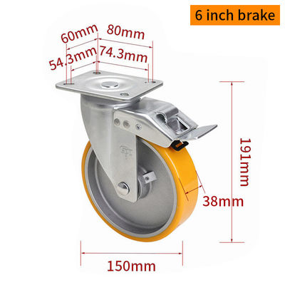 Goede prijs EDL Medium Duty 6 inch Aluminium Caster Plate door stijf, draaiend en remtype 300kg online