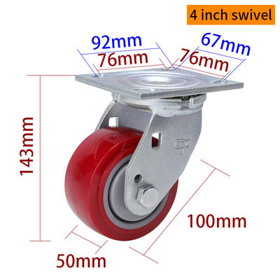 Good price EDL Heavy Duty 4inch 350kg Plate TPU Caster by Rigid, Swivel and Brake type 734-86 online