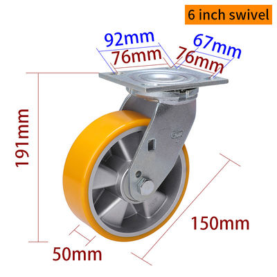 Buen precio Rodillos pesados de 150 mm 6 pulgadas rodillo giratorio con freno 736-86A en línea