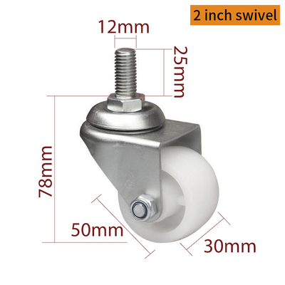Buon prezzo EDL Ruote per Attrezzature Filettate da 2 Pollici Bianco PO Ruote con Freni 80kg Strada M312S-04 in linea