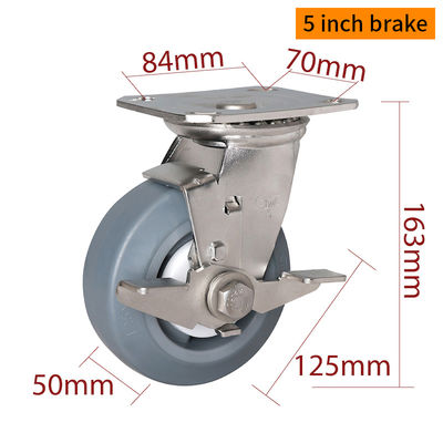 Good price EDL 5 Inch Stainless Steel Heavy Duty Caster With Durable TPE Wheel Loading 300Kg S715P-55 online