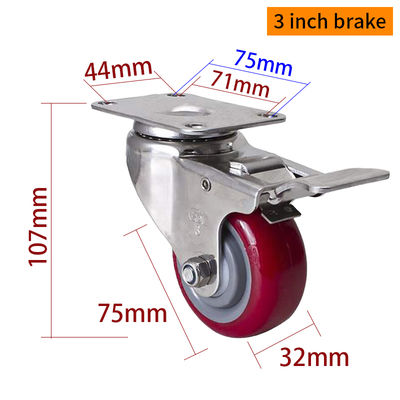 ราคาดี EDL 3Inch Stainless Steel Medium Duty Caster With Red Wheel Loading 150Kg S543P-85 ออนไลน์