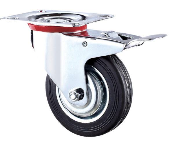 10 Inch Rubber Castor Wheel With Lock Lockable Castors Locking Castor
