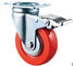 Locking Wheel Red Urethane Casters With Brakes