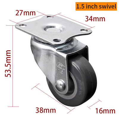Giá tốt. EDL Casters Mini Duty Casters 1.5inch 30Kg Plate TPU bằng kiểu cứng, xoay và phanh 2015P-72 trực tuyến