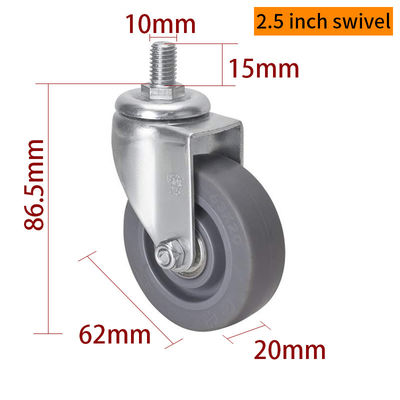 Giá tốt. EDL Mini Caster Wheels 2.5inch 35kg Threaded TPE theo kiểu Swivel và Brake trực tuyến