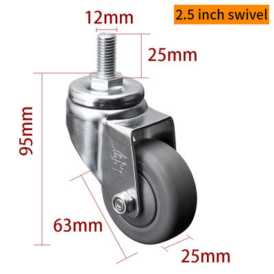 Giá tốt. EDL Light Duty Zinc Coating 2.5inch 70kg Threaded TPE Caster theo kiểu quay và phanh trực tuyến