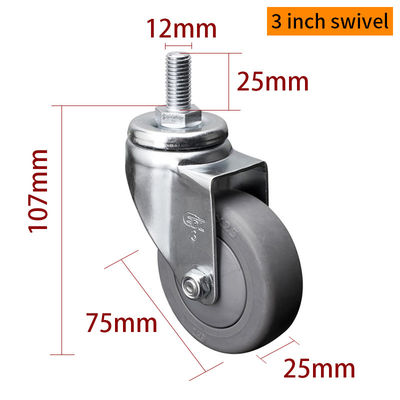 Buen precio Las ruedas de las ruedas de ruedas ligeras de EDL 3 pulgadas 75 mm 70 kg ruedas de ruedas de TPE roscadas en línea