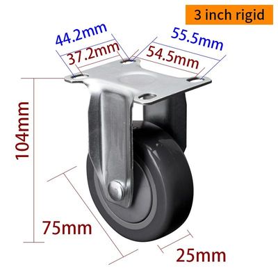 Giá tốt. 3 inch 75mm nhẹ nhiệm vụ Casters 80kg tấm bởi cứng quay / loại phanh trực tuyến