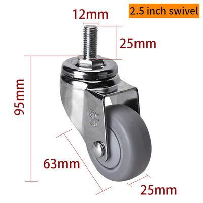Good price EDL Light Duty Chrome Coating 2.5inch 70kg Threaded TPE Caster by Swivel and Brake type online