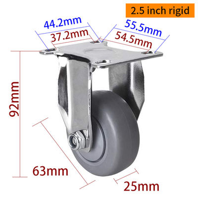 Giá tốt. EDL Light TPE Casters Chrome Coating 2.5inch 70kg Bảng theo kiểu cứng, xoay và phanh trực tuyến