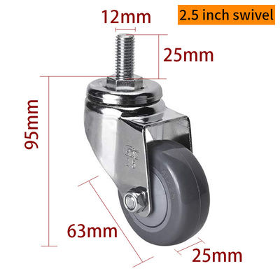 Giá tốt. EDL Light Duty Chrome Coating 2.5inch 80kg Threaded TPU Caster theo loại Swivel và Brake trực tuyến