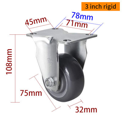 Giá tốt. EDL Trung hạn 3inch 150kg Plate TPU Caster theo kiểu cứng, xoay và phanh trực tuyến